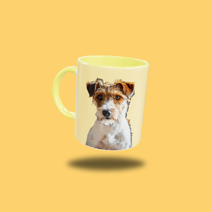 Custom Cartoon Pet Portrait Mug (11oz Coloured Ceramic)