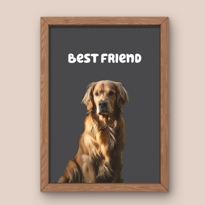 Customised Cartoon Pet Portrait - Ready-to-Hang, Framed Pet Art