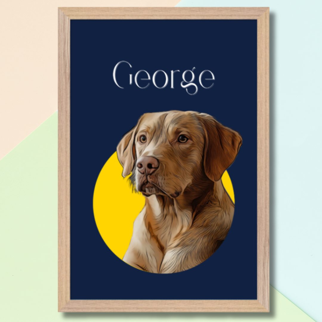 Customised Toon Pop Art Pet Portrait - Ready-to-Hang, Framed Pet Art