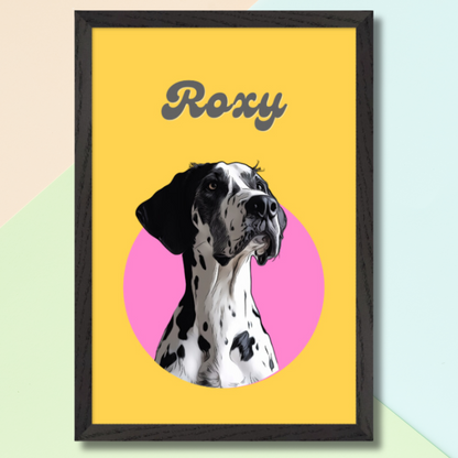 Customised Toon Pop Art Pet Portrait - Ready-to-Hang, Framed Pet Art