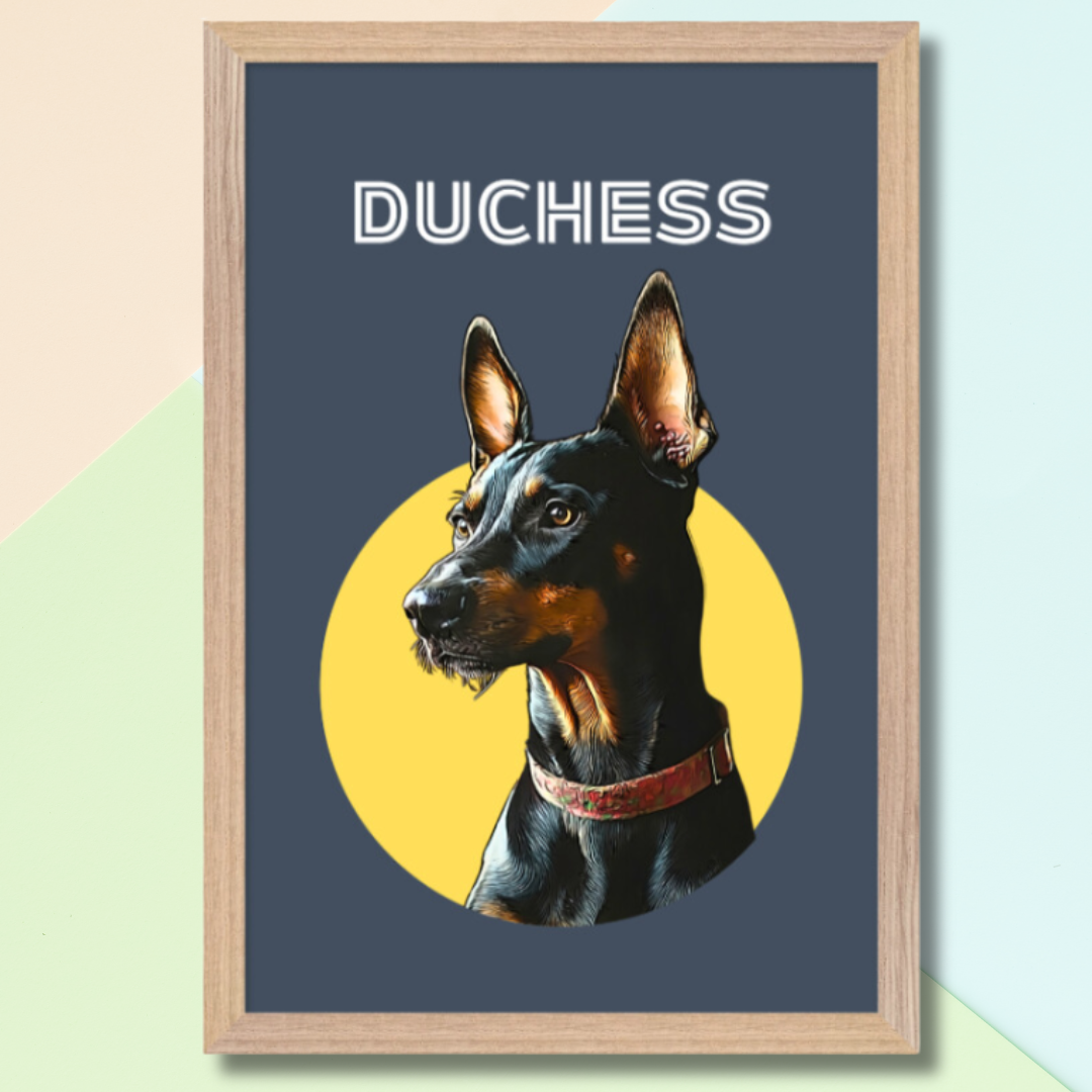 Customised Toon Pop Art Pet Portrait - Ready-to-Hang, Framed Pet Art