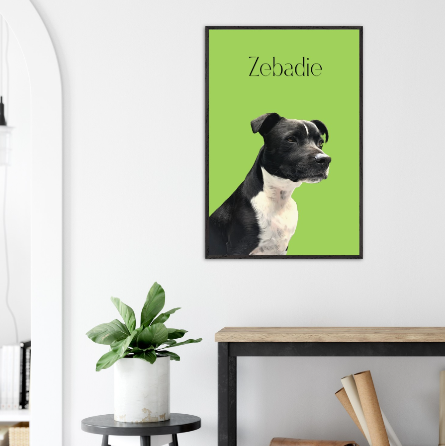 Customised Cartoon Pet Portrait - Ready-to-Hang, Framed Pet Art