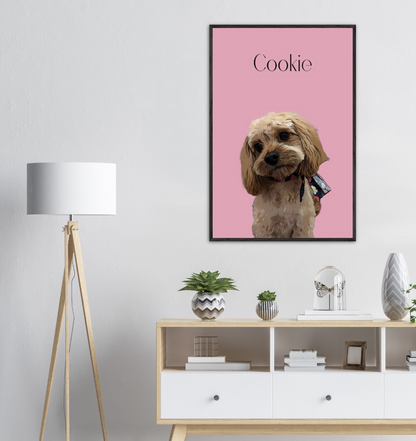 Customised Cartoon Pet Portrait - Ready-to-Hang, Framed Pet Art