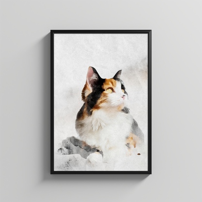 Customised Watercolour Pet Portrait – Ready-to-Hang Framed Pet Art